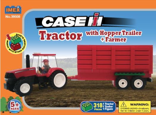 Case IH Tractor w/ Hopper Trailer & Farmer Imex 39508 318 Pieces Block Set 